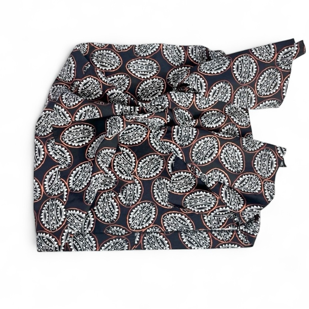 BIMBA Y LOLA Tie Front Wrap Cotton Poplin Mini Skirt Tribal Print Pattern 8